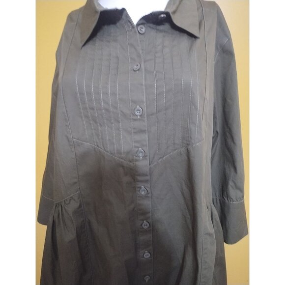 NWT Maye Susie Lng Slv Button Down Cotton Smock Midi Shirt Dress XL Boho Cottage - Picture 2 of 8